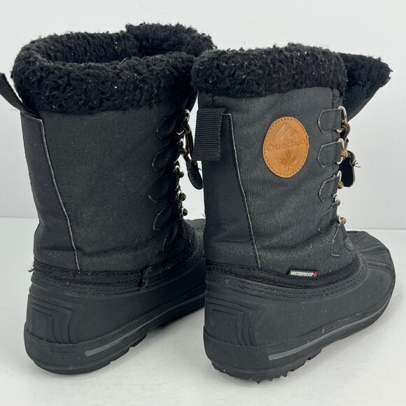 Quechua Kids Snow Boots w/Inserts Size 3 Black Lace Up Round Toe Flat Heel - Picture 4 of 6